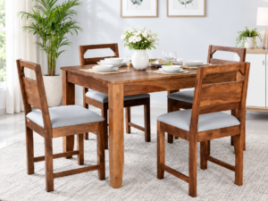 Willow Premium Solid Sheesham Wood 4 Seater Dining Table Set